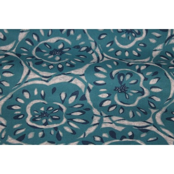 Platinum Collection RICHLOOM Teal Blue White Flower Print Fabric Canvas Textile - Picture 2 of 6